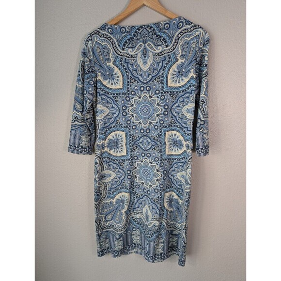J. Mclaughlin Marianne Shirt Dress Blue Paisley  $248 Size M Medium Sleeves 110 - Picture 2 of 7